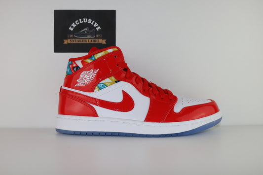 Jordan 1 Mid: Barcelona Sweater Red Patent - EU 41